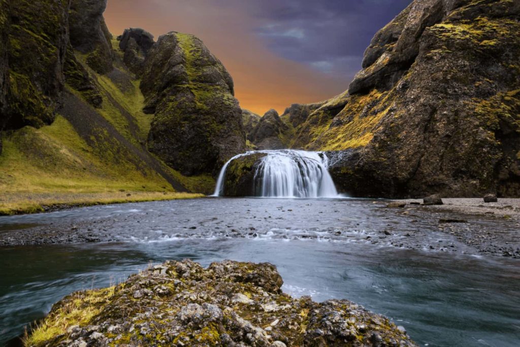 Stjórnarfoss waterfall in Iceland